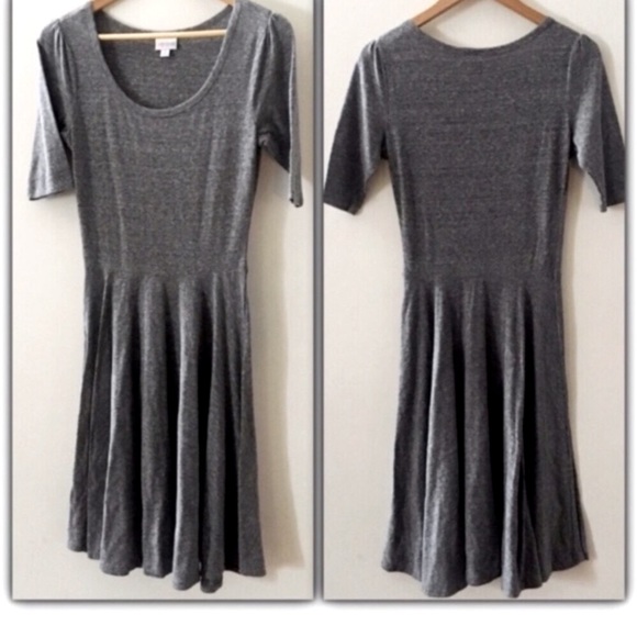 LULAROE solid gray heather Nicole dress - Picture 2 of 7